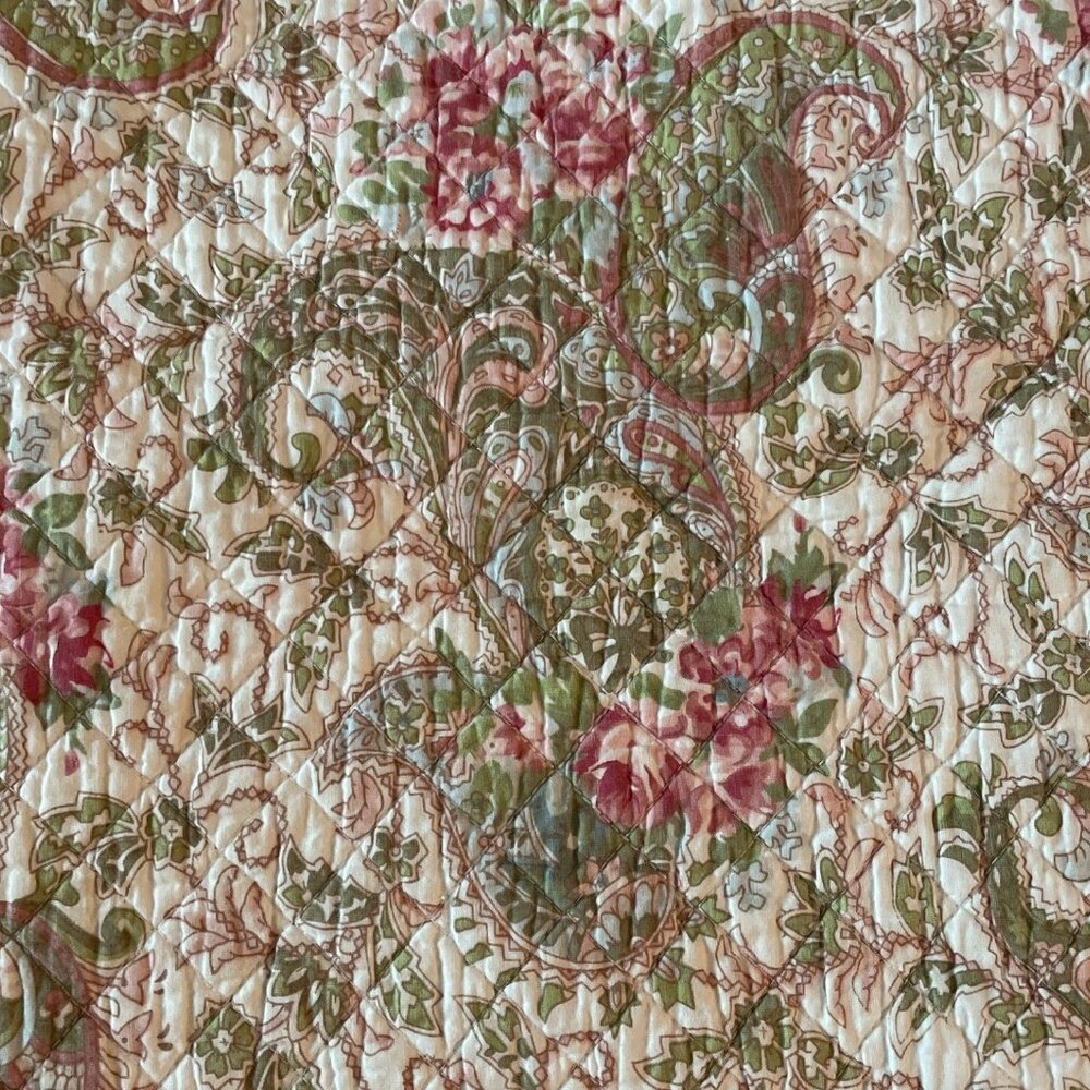 Quilted Floral Paisley Pillow Shams  Cottagecore Country Shabby Chic Romantic - Picture 4 of 11